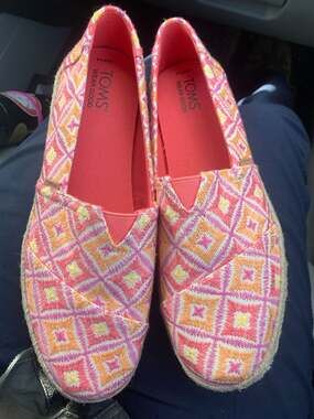 TOMS Alpargata Rope 2.0 Shell Pink Embroidery Espadrilles